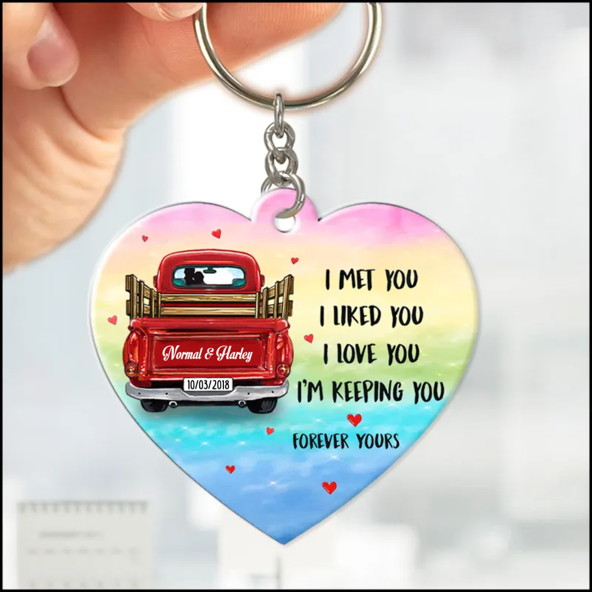 Couple Truck I'm Keeping You Forever Yours Personalized Acrylic Keychain KO0096