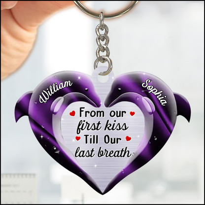 From Our First Kiss Till Our Last Breath Dolphin Couple Keychain, Personalized Couple Keychain Gift KO0128