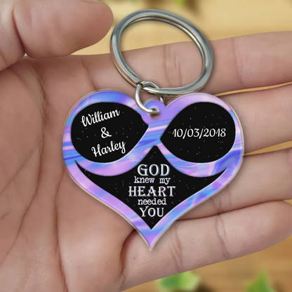 Valentine Gift for Couple, God blessed the broken road that led me straight to you Personalized Acrylic Keychain KO0095