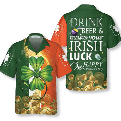 Irish Luck On St. Patrick's Day Hawaiian Shirt, St. Patricks Day Shirt, Cool St Patrick's Day Gift PO0130