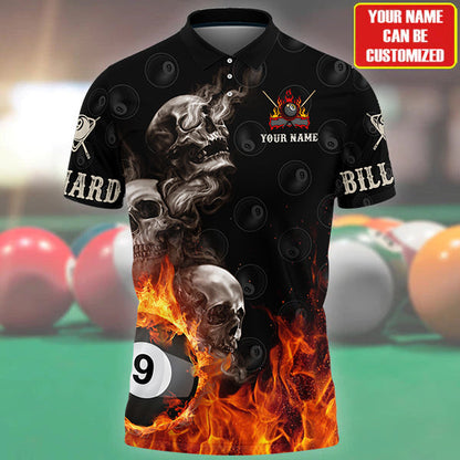 Lasfour Skull On Fire Billiard Personalized Unisex Shirt BIA0048