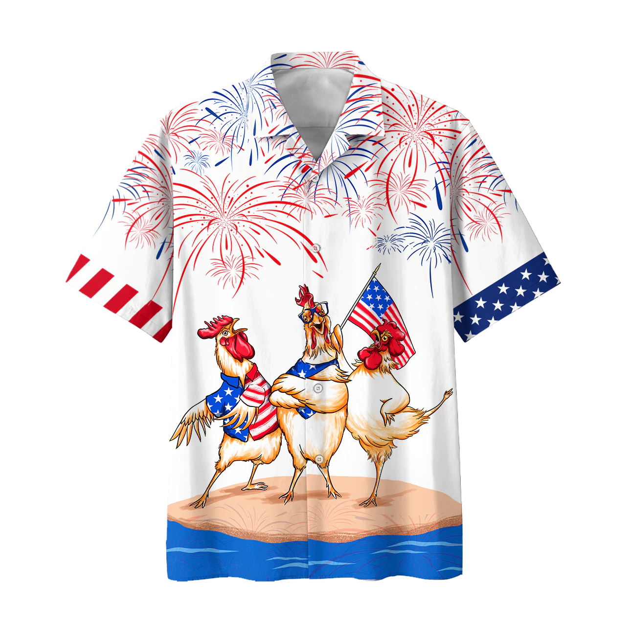 Chicken Hawaiian Shirts Independence Day Is Coming, 4Th Of July Funny Chicken Hawaii Aloha Beach Shirt, Chicken Lovers HO4989