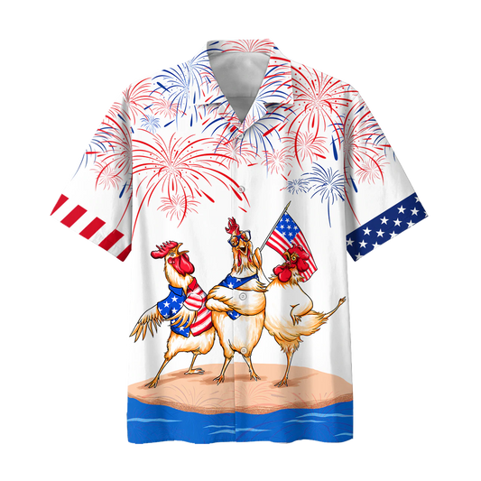 Chicken Hawaiian Shirts Independence Day Is Coming, 4Th Of July Funny Chicken Hawaii Aloha Beach Shirt, Chicken Lovers HO4989