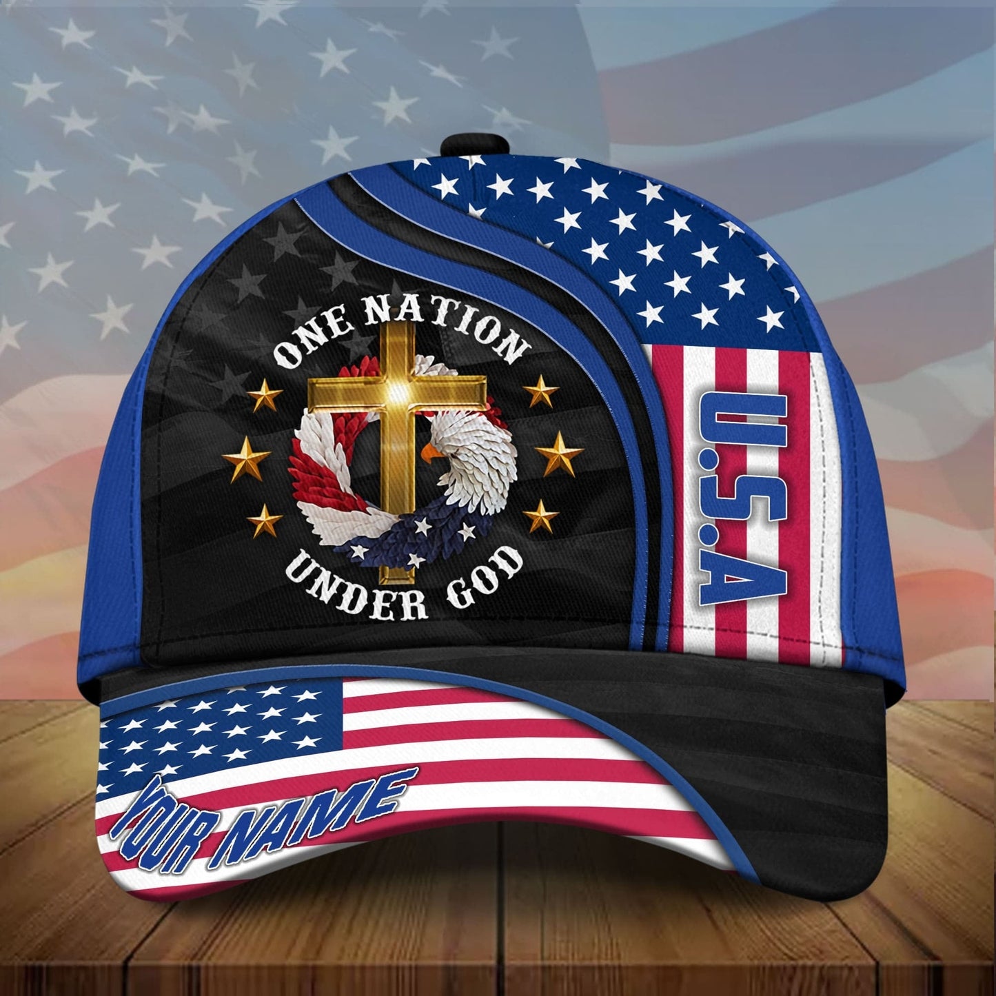 Personalized Premium Eagle Usa Baseball Cap One Nation Under God 3D Printed Classic Hat Multicolor CO0418