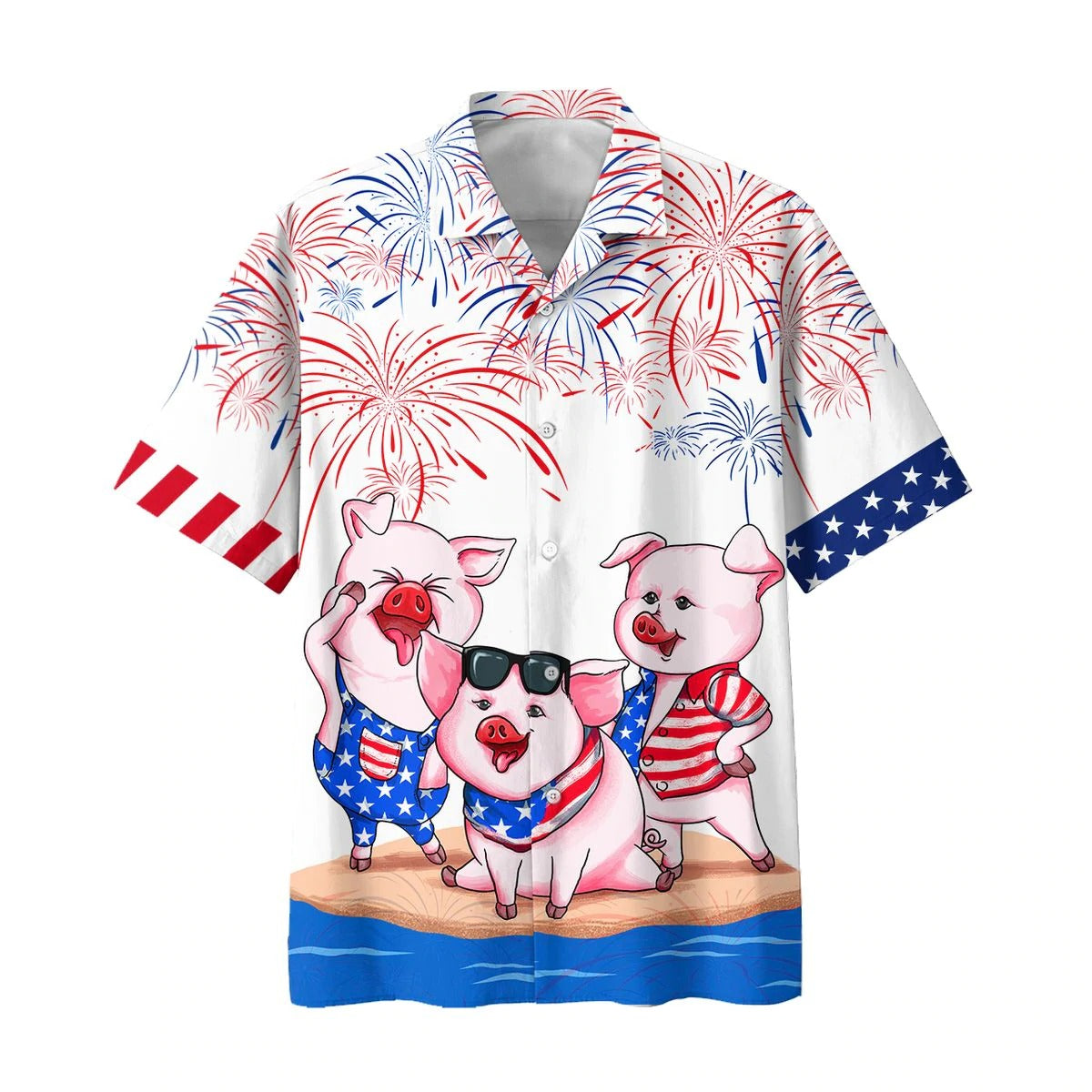 Pig Aloha Full Print Hawaiian Shirt, Independence Day Hawaii Beach Shirts For Pig Lover, Pet Lover Hawaii Shirt HO4792