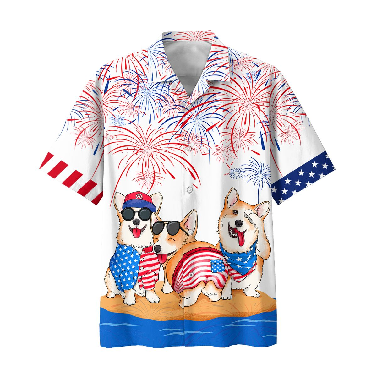 Corgi Hawaiian Shirts For Independence Day Gifts, Happy 4Th Of Jul Hawaiian Aloha Beach Shirts For Dog Lovers HO4991