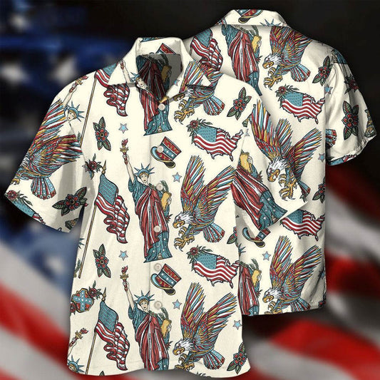 America Symbols Basic Style Hawaiian Shirt for men, 4th of july shirt HO3292