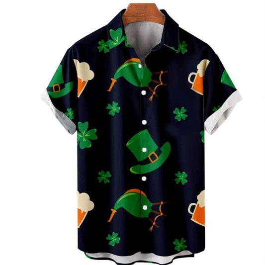 Mens St. Patrick's Day 3D Hawaiian Shirt, Shamrock Shirt, Irish hawaiian Shirt PO0138