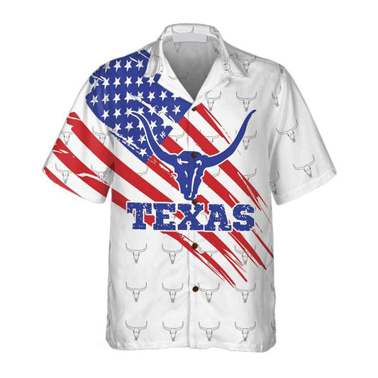 Texas Flag Longhorn Pattern Hawaiian Shirt, Unique Texas Shirt, Gift For Texas Lovers HO3288