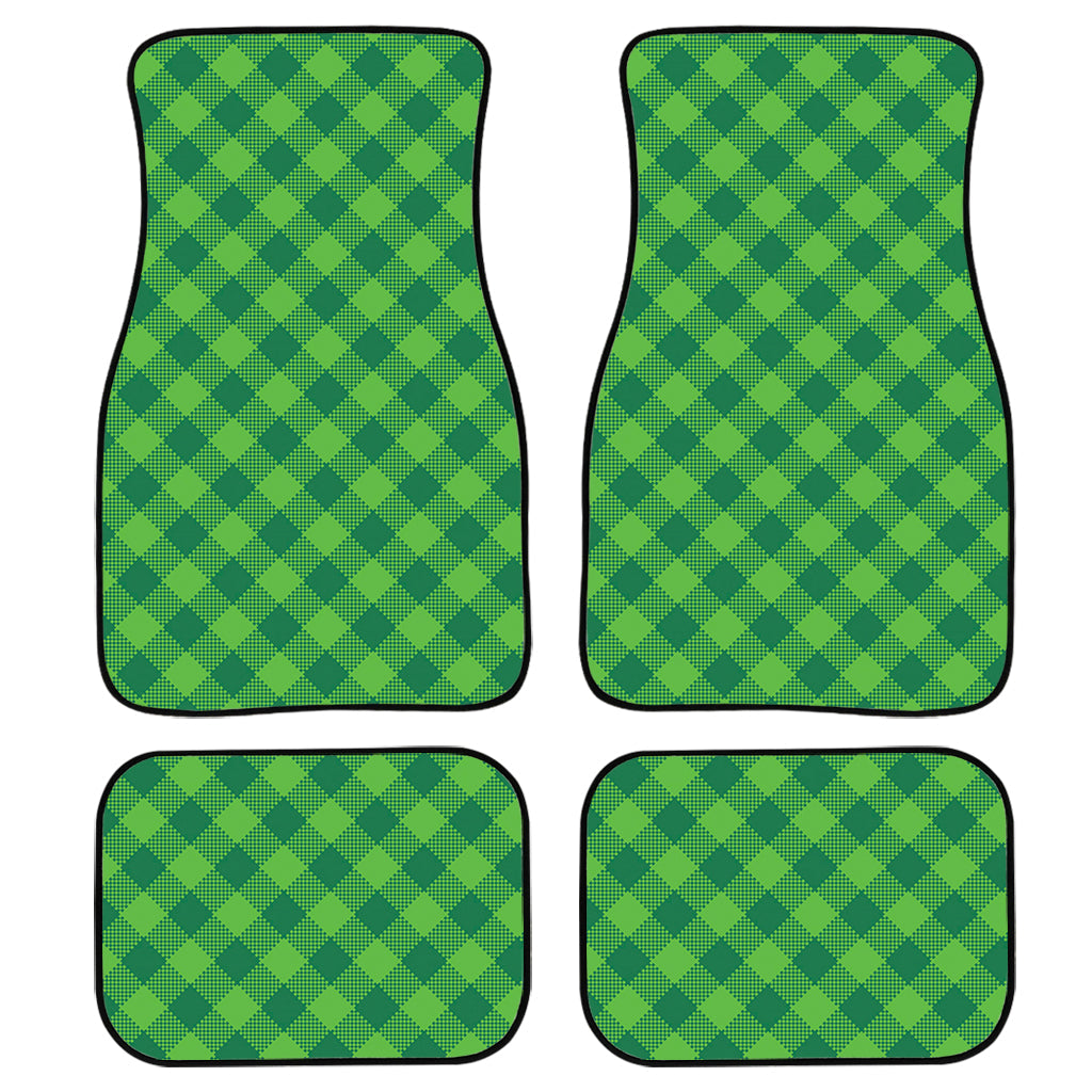 Green Plaid Saint Patrick'S Day Print Front And Back Car Floor Mats, Front Car Mat PO0356