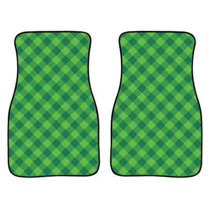 Green Plaid Saint Patrick'S Day Print Front And Back Car Floor Mats, Front Car Mat PO0356