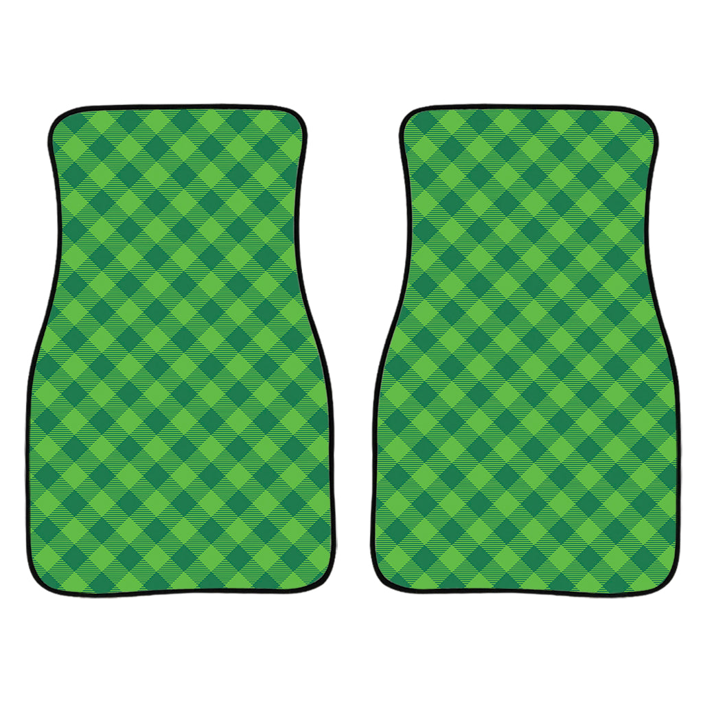 Green St. Patrick'S Day Plaid Print Front And Back Car Floor Mats, Front Car Mat PO0360