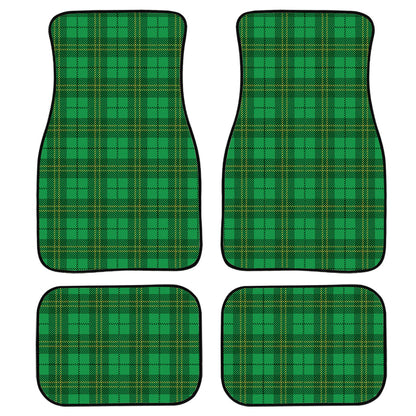 Green Tartan St. Patrick'S Day Print Front And Back Car Floor Mats, Front Car Mat PO0357