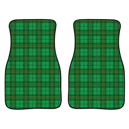 Green Tartan St. Patrick'S Day Print Front And Back Car Floor Mats, Front Car Mat PO0357