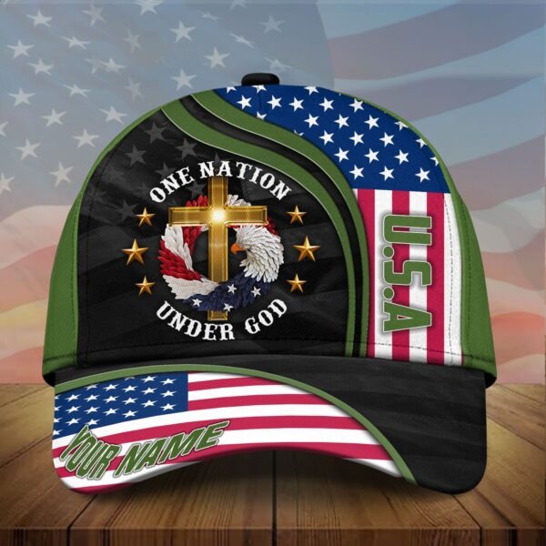 Personalized Premium Eagle Usa Baseball Cap One Nation Under God 3D Printed Classic Hat Multicolor CO0418