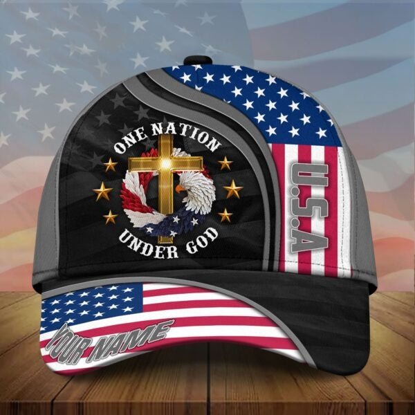 Personalized Premium Eagle Usa Baseball Cap One Nation Under God 3D Printed Classic Hat Multicolor CO0418