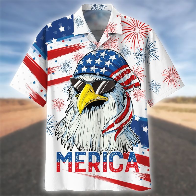 Independence Day Hawaiian Shirts, Cool Eagle American Flag Hawaii Beach Shirt For Summer, Happy 4Th Of July Hawaii Shirt Gift HO4940