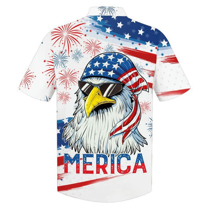 Independence Day Hawaiian Shirts, Cool Eagle American Flag Hawaii Beach Shirt For Summer, Happy 4Th Of July Hawaii Shirt Gift HO4940