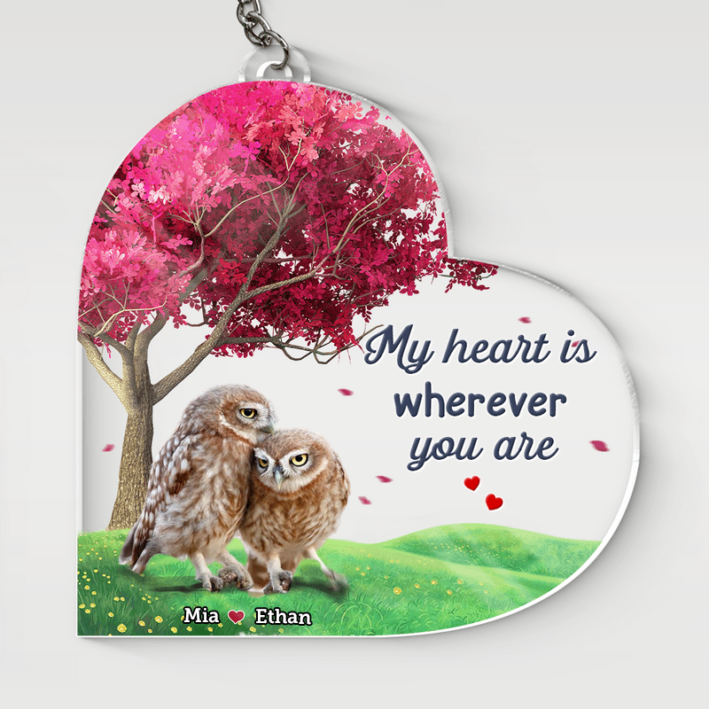 Personalized Owls Couple Keychain, You and me We got this Keychain for Anniversar KO0038