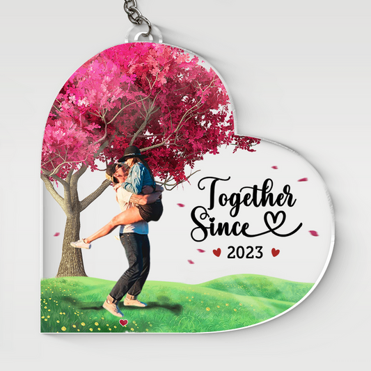 We've Been Together Since - Couple Personalized Custom Heart Shaped Acrylic Keychain - Gift For Husband Wife, Anniversary KO0044