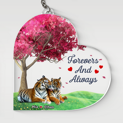 Personalized Tiger Couple, Anniversary Gift for Tiger Lovers, Tiger You & Me We got this Keychain KO0037