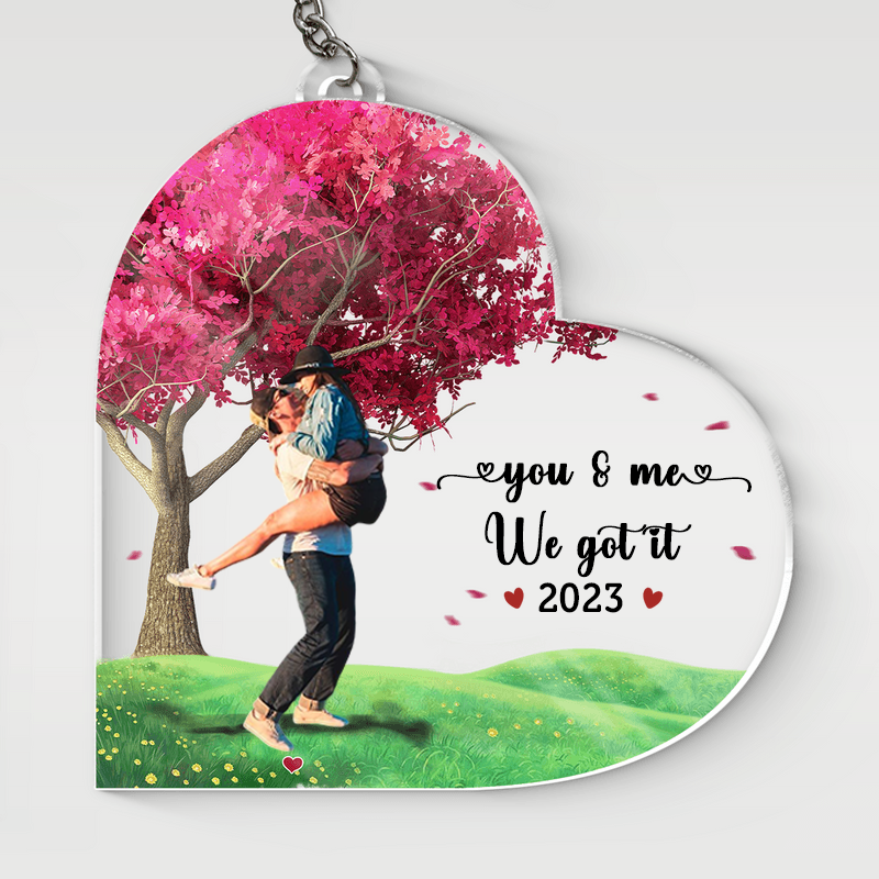 We've Been Together Since - Couple Personalized Custom Heart Shaped Acrylic Keychain - Gift For Husband Wife, Anniversary KO0044