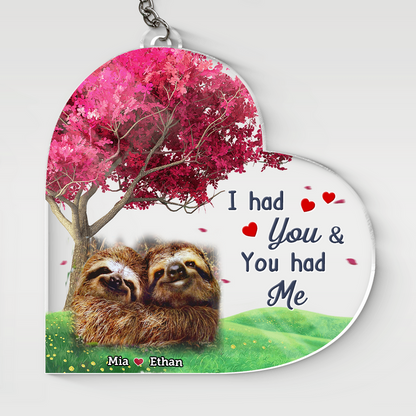 Personalized Couple Sloth Funny Heart Acrylic Keychain, Perfect Gift for Couple, Couple Keychain KO0039