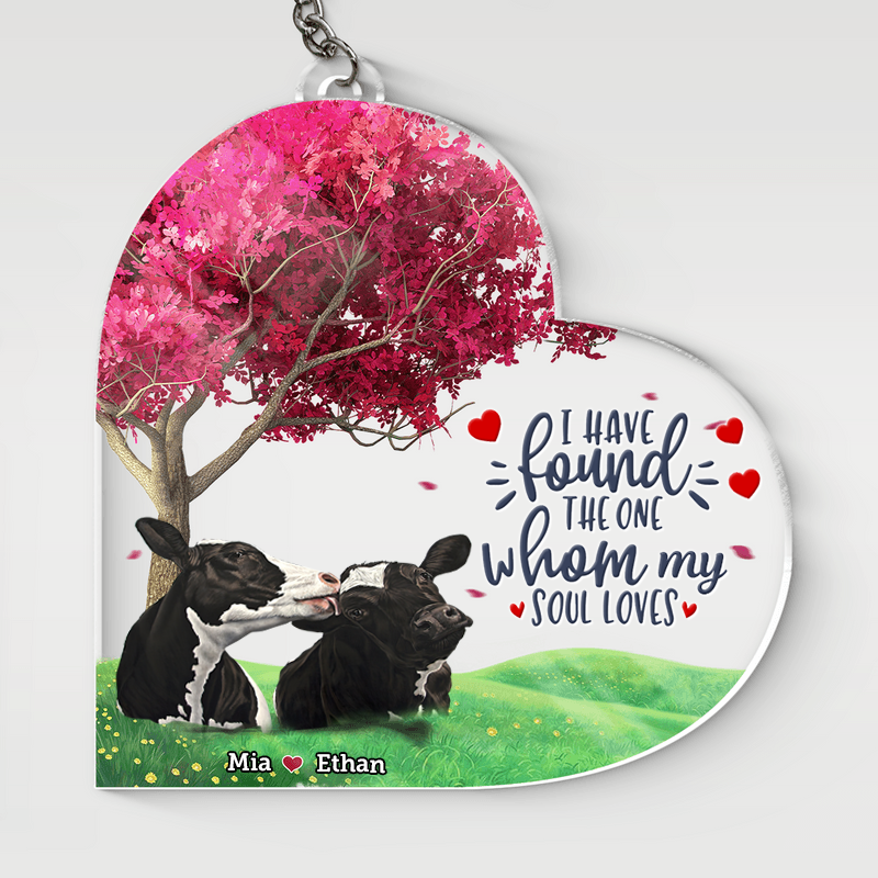 Customized Cow Breed Couple Heart Acrylic Keychain for Husband and Wife who loves Cows Keychain KO0041