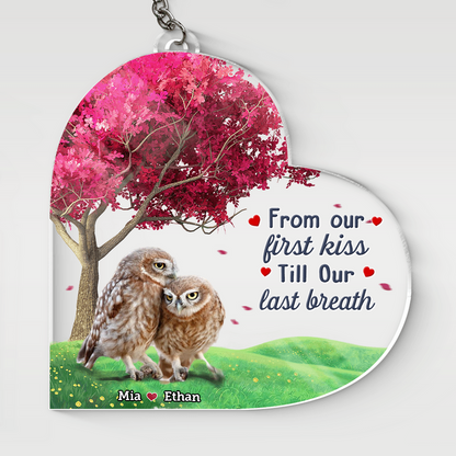 Personalized Owls Couple Keychain, You and me We got this Keychain for Anniversar KO0038