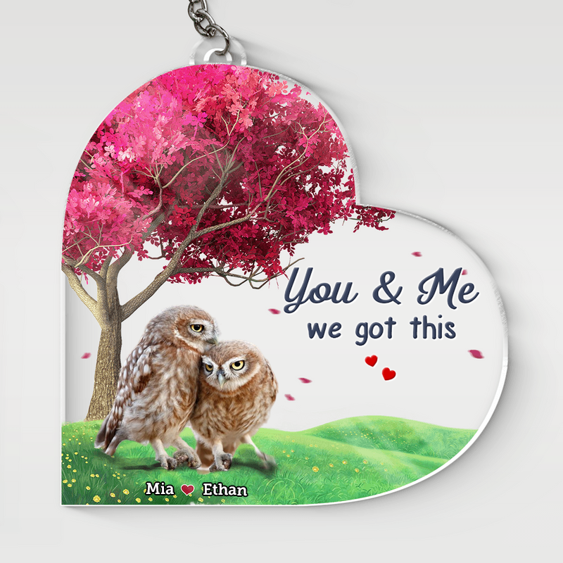 Personalized Owls Couple Keychain, You and me We got this Keychain for Anniversar KO0038