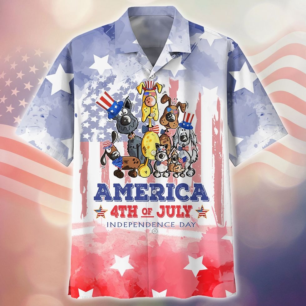 Dog Independence Day 3D Full Printed Hawaiian Shirt For Men And Woman, Happy 4Th Of Jul Hawaii Shirt HO4953