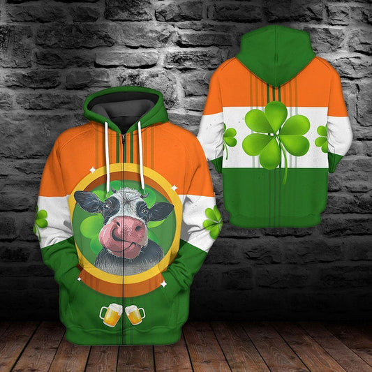 3D St Patrick's Day Smile Cow Hoodie Shirt For Men Women PO0181