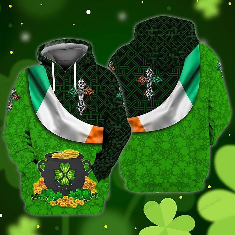 Amazing Irish Shamrock Gold St Patrick 3D All Print Hoodie Zip Hoodie PO0180