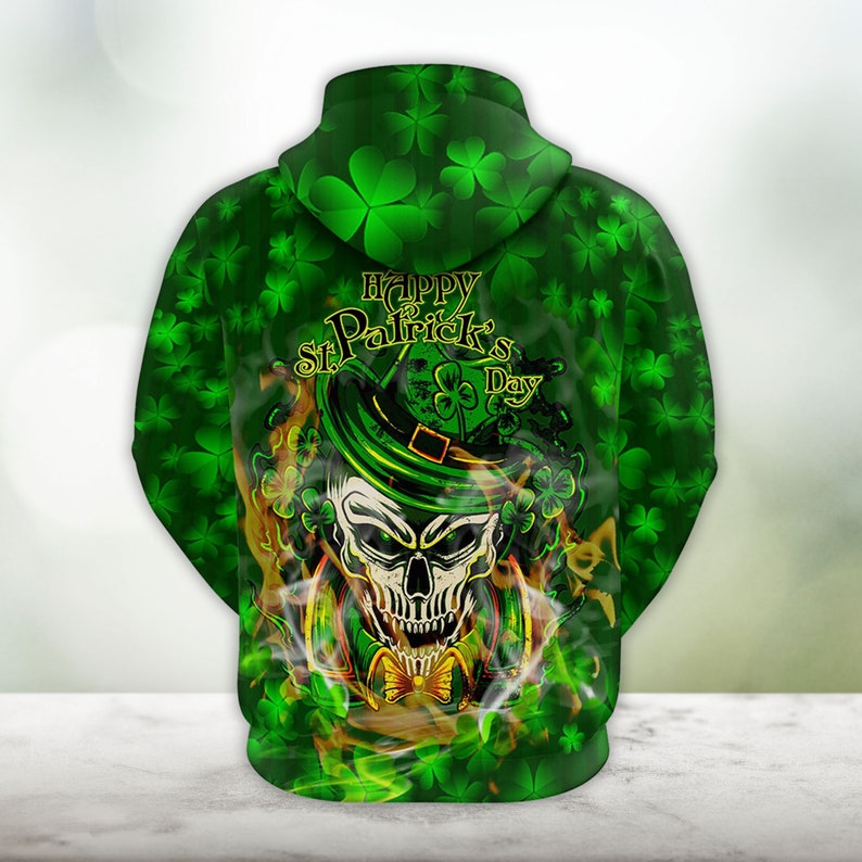 Saint Patrick's Day Skull 3D All Over Printed Hoodie Gift For Friends Birthday, Drink Beer Shirt PO0199