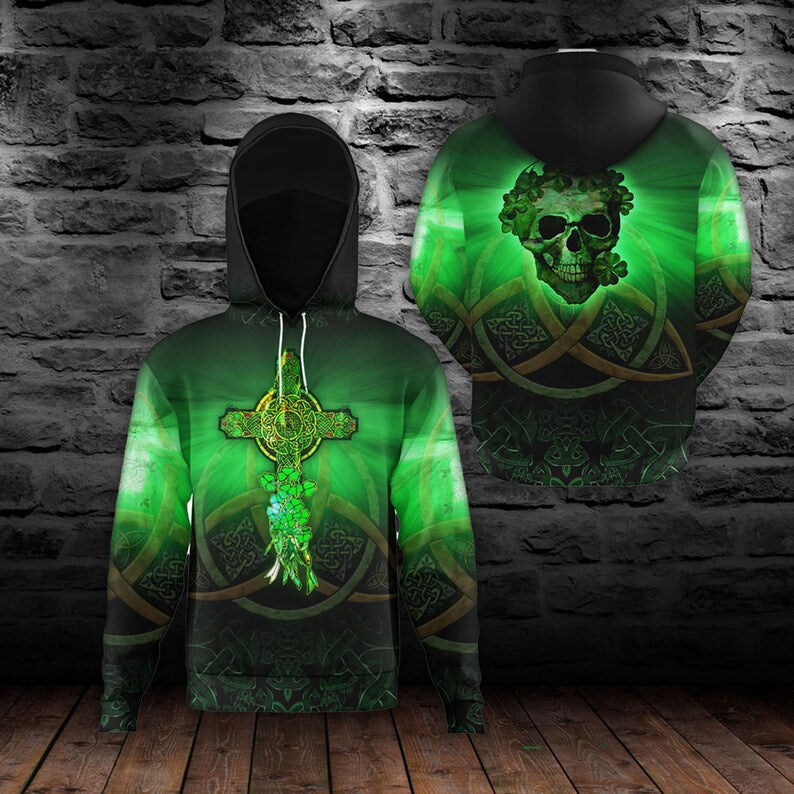 Patrick's Day Cross And Skull Hoodie Shirt Gift For Friends Birthday PO0178