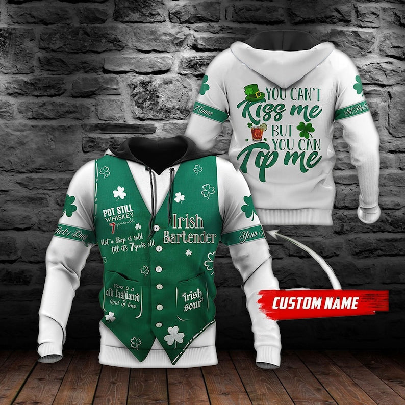 Personalized Custom Name Irish St. Patrick's Day 3D All Over Print Hoodie, Irish Bartender Shirt PO0191