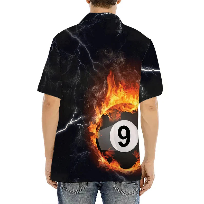 Lasfour Personalized Billiard 9 Ball Fire Flame Hawaiian Shirt BIA0719