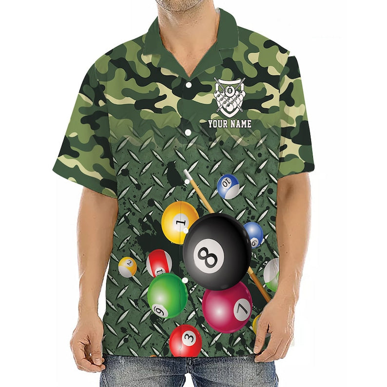 Lasfour Personalized Billiards Camo Soldiers Style Hawaiian Shirt BIA0654