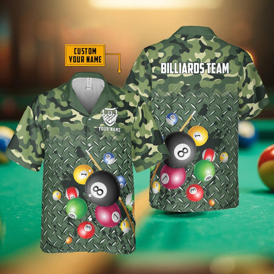 Lasfour Personalized Billiards Camo Soldiers Style Hawaiian Shirt BIA0654