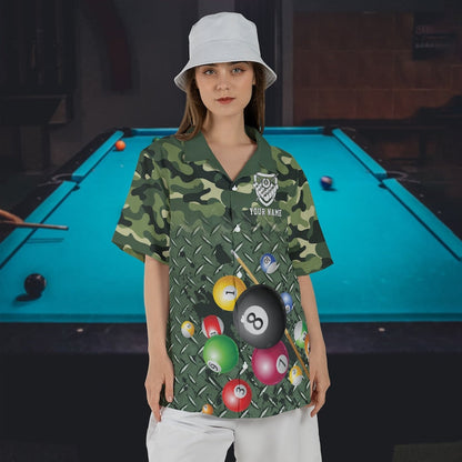 Lasfour Personalized Billiards Camo Soldiers Style Hawaiian Shirt BIA0654