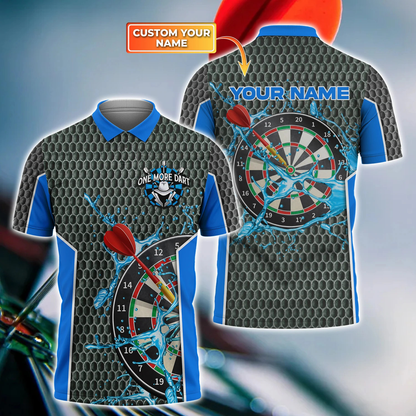 One More Dart Polo Shirt, Personalized Name Darts Water All Over Printed, Idea Gift for Dart Player DMO0019