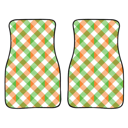 Irish Plaid Saint Patrick'S Day Print Front And Back Car Floor Mats, Front Car Mat PO0346