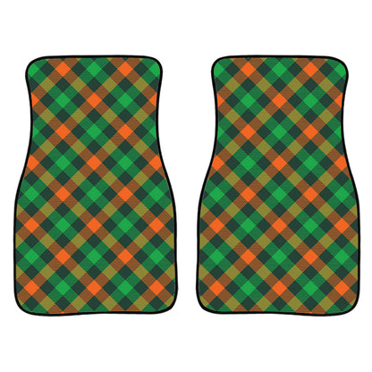 Irish Saint Patrick'S Day Plaid Print Front And Back Car Floor Mats, Front Car Mat PO0351