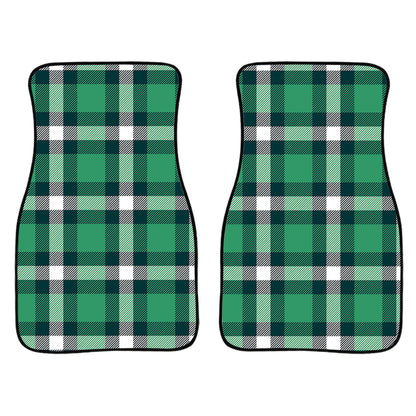 Irish St. Patrick'S Day Plaid Print Front And Back Car Floor Mats, Front Car Mat PO0343