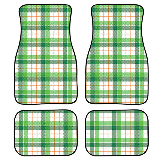 Irish St. Patrick'S Day Tartan Print Front And Back Car Floor Mats, Front Car Mat PO0348