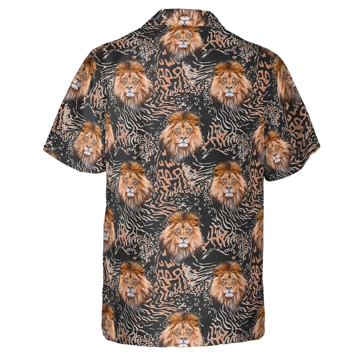 Hawaiian Camp Collar Short Sleeve Button-Down Shirt Lion, 3D Full Printed Hawaiian Aloha Shirts HO0373