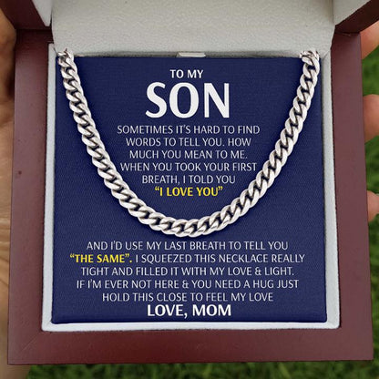 Son Necklace - Feel My Love from Mom - Cuban Link Chain Necklace MI0067