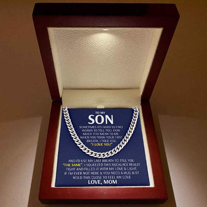 Son Necklace - Feel My Love from Mom - Cuban Link Chain Necklace MI0067