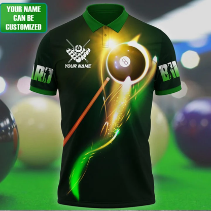 Lasfour 8 Ball Billiard Personalized Name 3D Unisex Shirt Green BIA0467