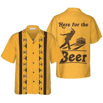 Here For The Beer Bowling Hawaiian Shirt, Perfect Gift for Bowler, Beer Shirt HO0401